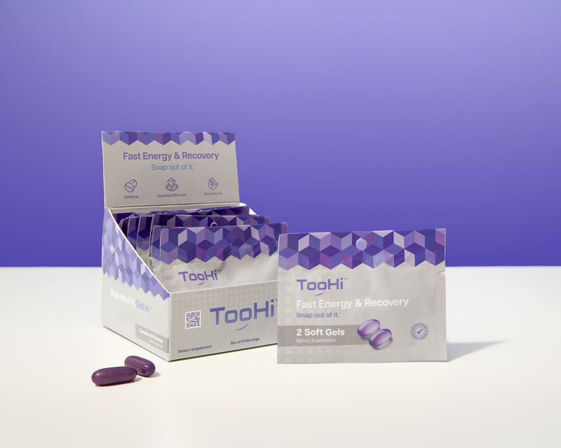 TooHi energy soft gels packaging display